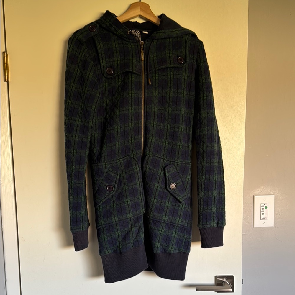 L.A.M.B Green Plaid cocoon mid Length hoodie